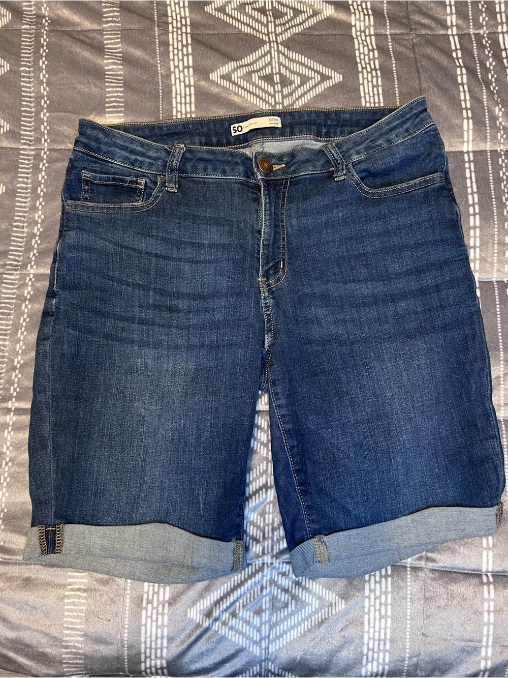 SO Blue Denim Bermuda Shorts - Mid Wash